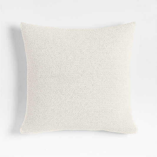 Organic Cotton Basketweave 20"x20" Travertine Beige Throw Pillow with Down-Alternative Insert