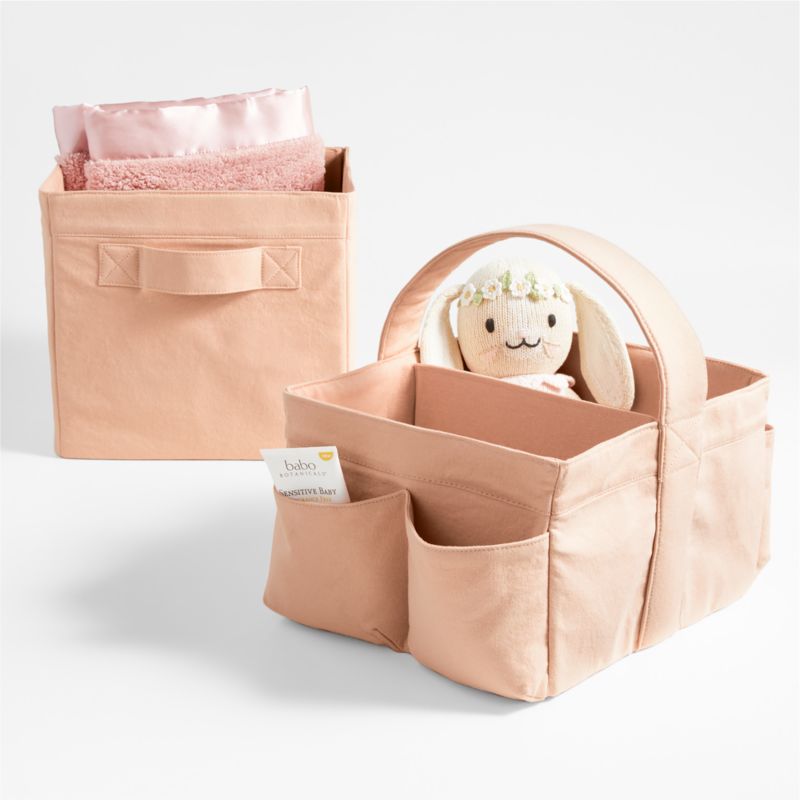 Elegant Pink Cotton Storage Shelf Bin