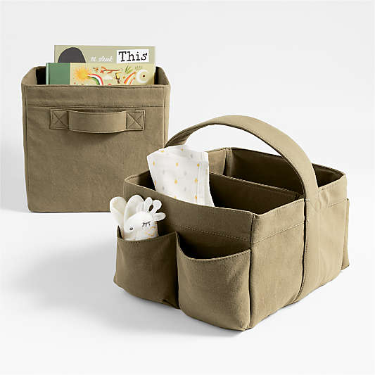 Garden Green Cotton Diaper Caddy