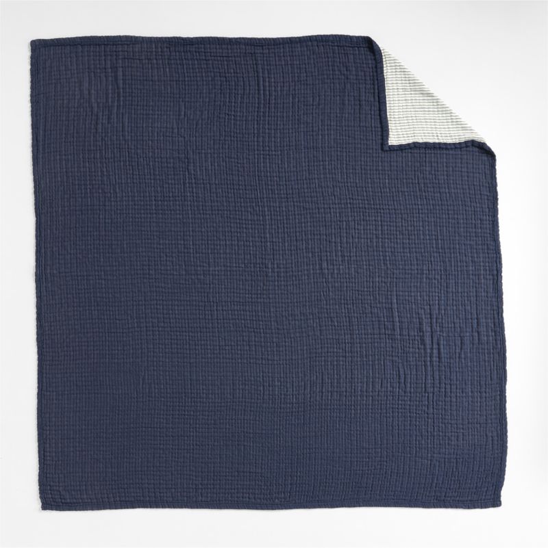 Organic Cotton Gauze Deep Indigo Blue Full/Queen Bed Blanket - image 3 of 5