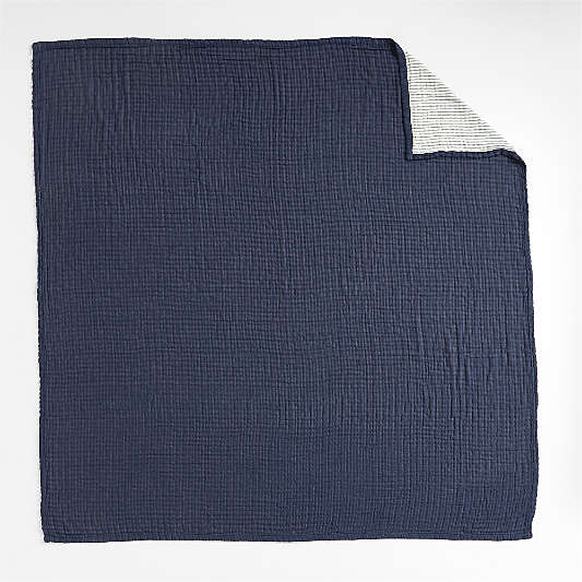 Organic Cotton Gauze Deep Indigo Blue Full/Queen Bed Blanket