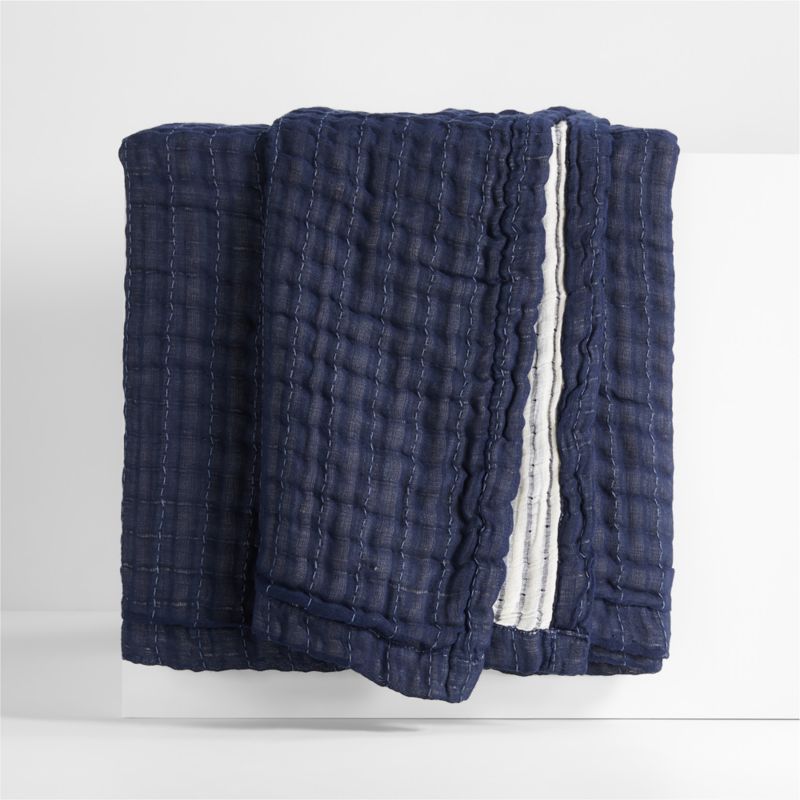 Organic Cotton Gauze Deep Indigo Blue Full/Queen Bed Blanket