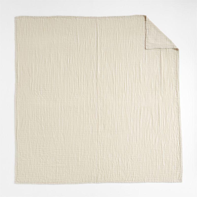 Organic Cotton Gauze Flax Beige King Bed Blanket - image 5 of 7