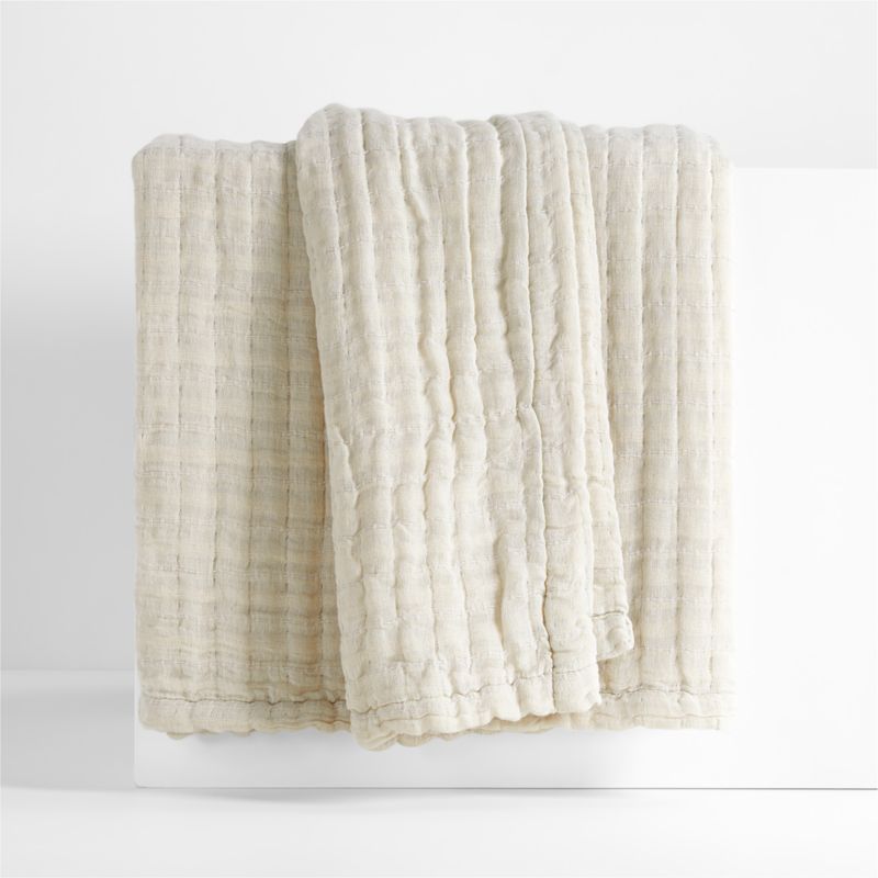 Organic Cotton Gauze Flax Beige Full/Queen Bed Blanket