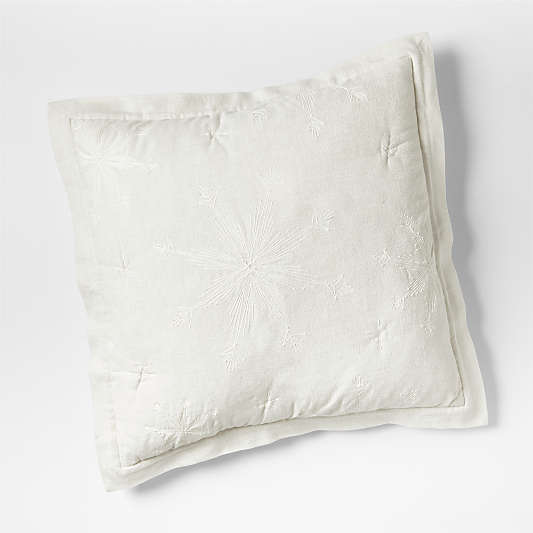 Crewel Embroidered Snowflake Euro Pillow Sham