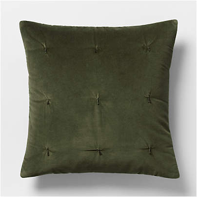 Organic Cotton Linen Velvet Ficus Green Euro Quilted Bed Pillow Sham