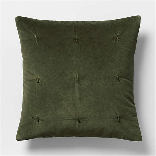 Organic Cotton Linen Velvet Ficus Green Euro Quilted Bed Pillow Sham