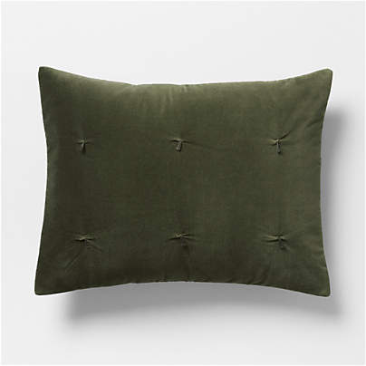 Organic Cotton Linen Velvet Ficus Green Standard Quilted Bed Pillow Sham