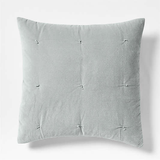 Organic Cotton Linen Velvet Mist Blue Euro Quilt Bed Pillow Sham