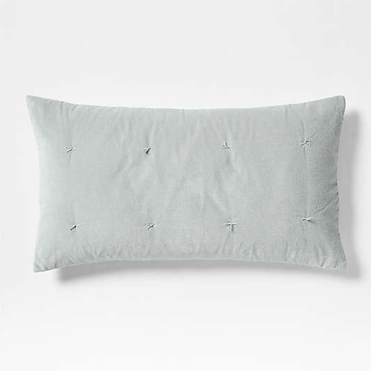 Organic Cotton Linen Velvet Mist Blue King Quilt Bed PIllow Sham