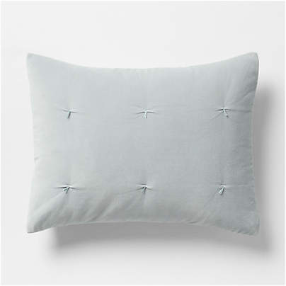 Organic Cotton Linen Velvet Mist Blue Standard Quilt Bed Pillow Sham