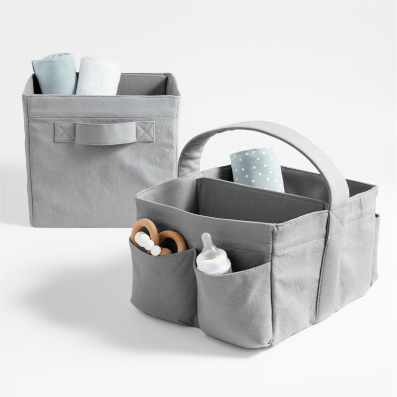 Mist Blue Cotton Storage Shelf Bin