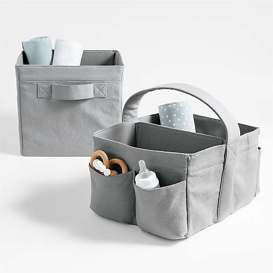 Mist Blue Cotton Diaper Caddy