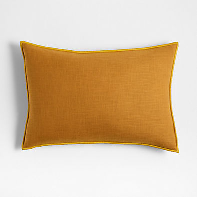 View Amber 22"x15" Merrow Stitch Cotton Throw Pillow with Feather Insert details