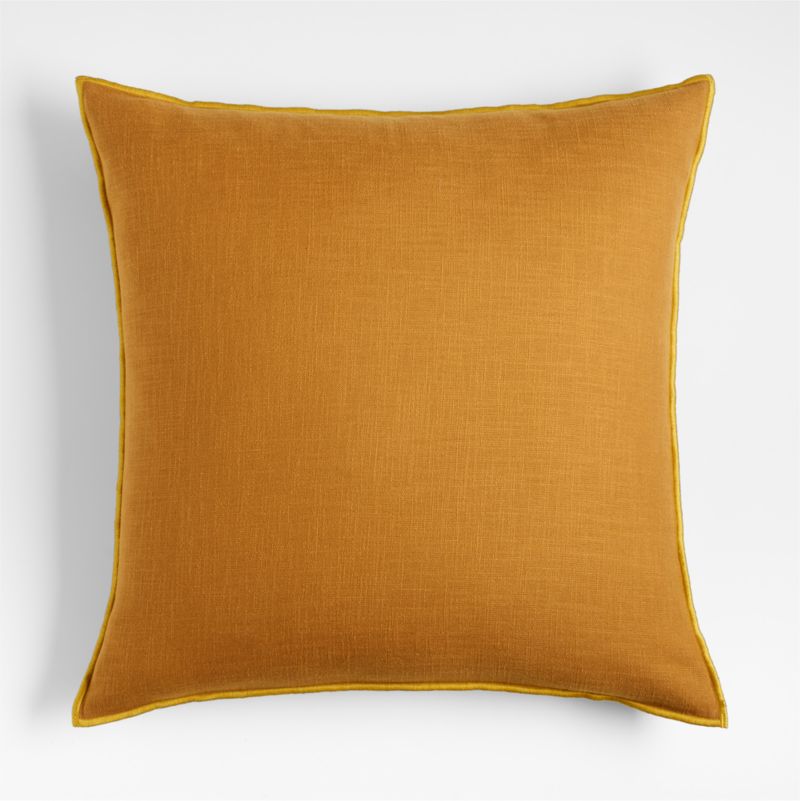 Amber 23"x23" Merrow Stitch Organic Cotton Throw Pillow with Feather Insert