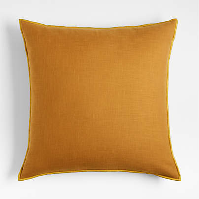 Amber 23"x23" Merrow Stitch Organic Cotton Throw Pillow Cover