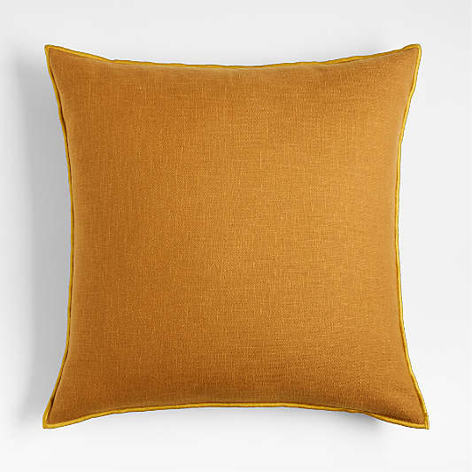 Amber 23"x23" Merrow Stitch Organic Cotton Throw Pillow with Down-Alternative Insert