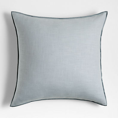 View Organic Quarry 23"x23" Merrow Stitch Cotton Throw Pillow with Down-Alternative Insert details