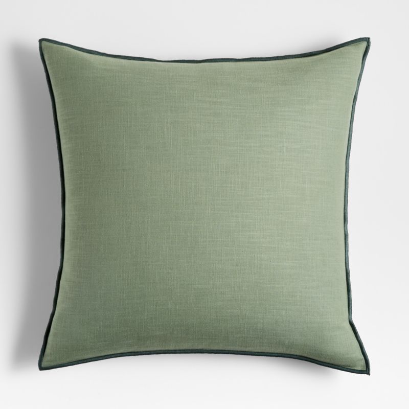 Organic 23"x23" Merrow Stitch Cotton Throw Pillow with Feather Insert
