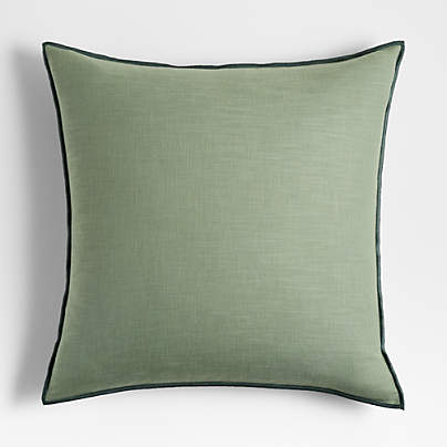 Organic Sage 23"x23" Merrow Stitch Cotton Throw Pillow Cover