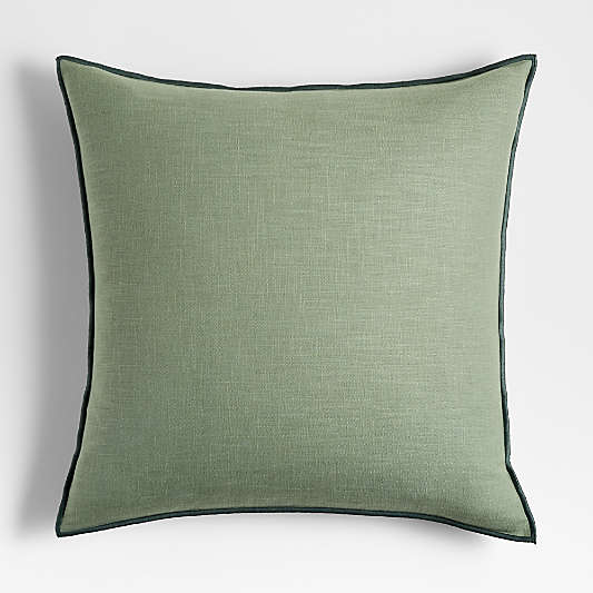 Organic Sage 23"x23" Merrow Stitch Cotton Throw Pillow Cover