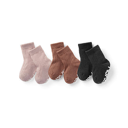 Nuna Mauve and Beige Mix NB-6m Cotton Baby Sock Bundle