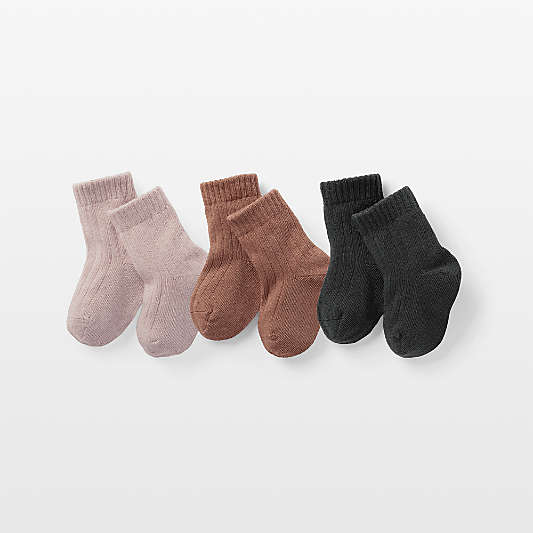 Nuna Mauve and Beige Mix NB-6m Cotton Baby Sock Bundle