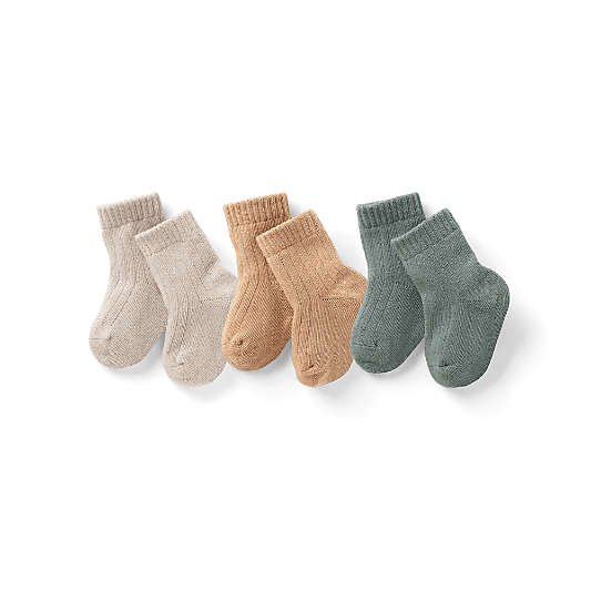 Nuna Tan and Blue Mix 3T-4T Cotton Toddler Sock Bundle