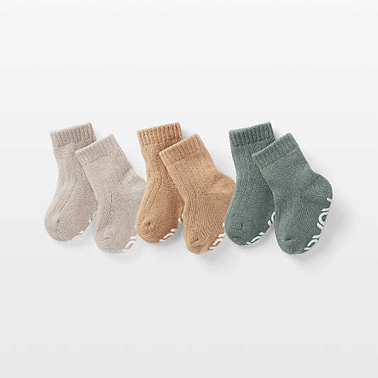 Nuna Tan and Blue Mix 6-12m Cotton Baby Sock Bundle