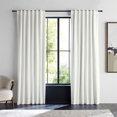 Crisp White Organic Cotton Sateen Blackout Window Curtain Panel 52"x96"