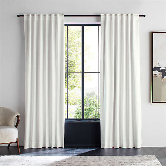 Crisp White Organic Cotton Sateen Blackout Window Curtain Panel