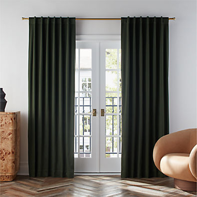 View Ficus Green Organic Cotton Sateen Blackout Window Curtain Panel 52"x84" details