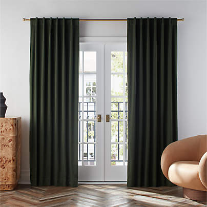 Ficus Green Organic Cotton Sateen Blackout Window Curtain Panel 52"x108"