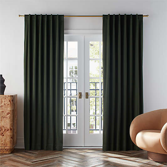 Ficus Green Organic Cotton Sateen Blackout Window Curtain Panels