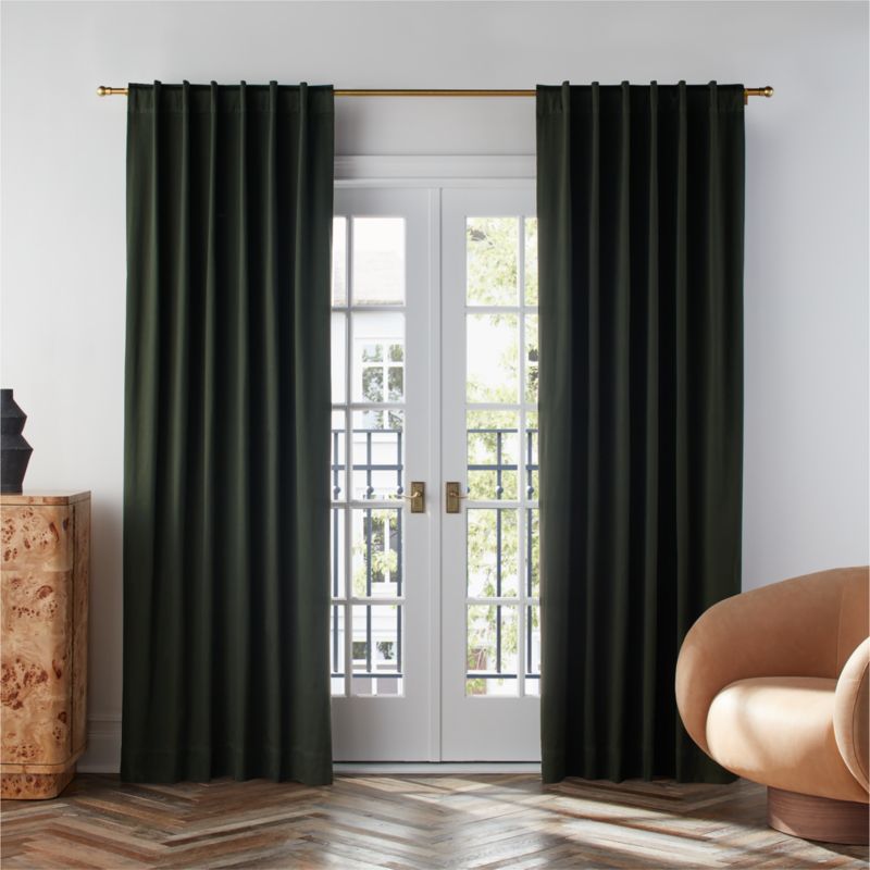 Ficus Green Organic Cotton Sateen Window Curtain Panel 52"x84" - image 0 of 8