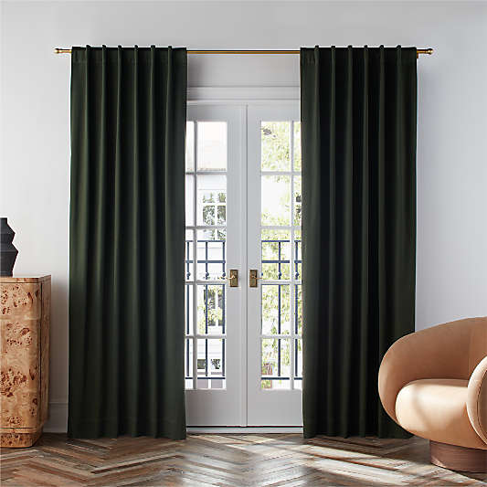 Ficus Green Organic Cotton Sateen Window Curtain Panel 52"x96"