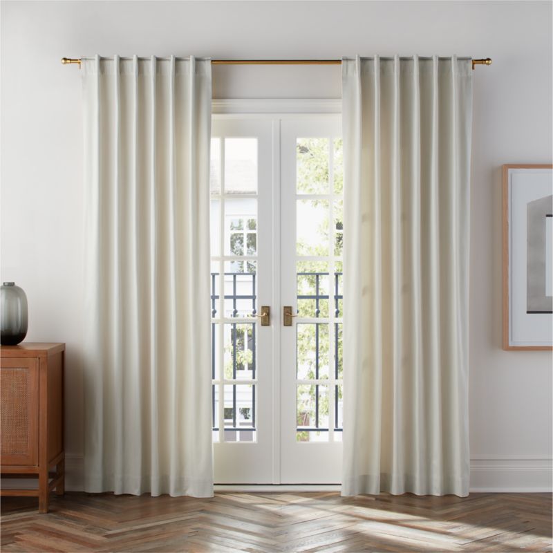 Ivory Organic Cotton Sateen Window Curtain Panel 52"x96" - image 0 of 6