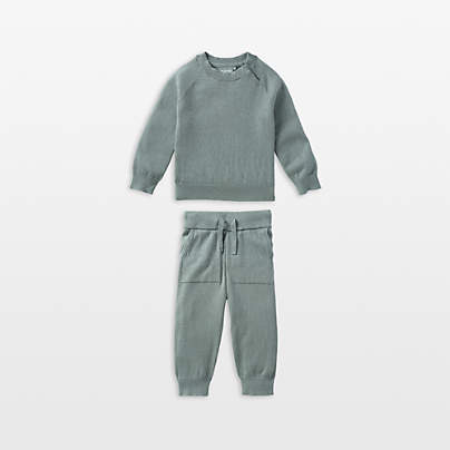 Nuna ® Athens Blue NB Cotton Baby Two Piece Sweater Set