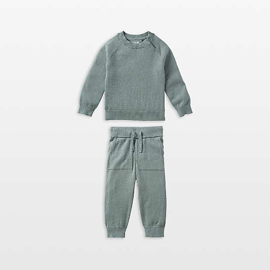Nuna Athens Blue Cotton Baby Two Piece Sweater Set