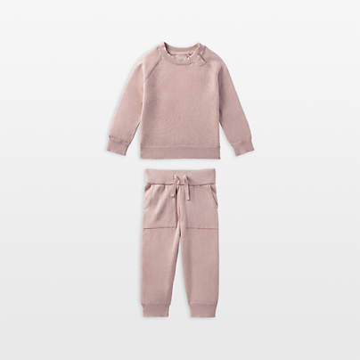 Nuna ® Dusty Mauve NB Cotton Baby Two Piece Sweater Set