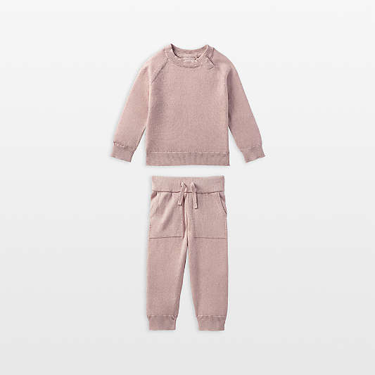Nuna Dusty Mauve Cotton Toddler Two Piece Sweater Set