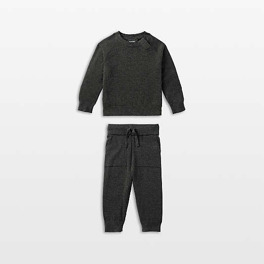 Nuna Shadow Black Cotton Baby Two Piece Sweater Set