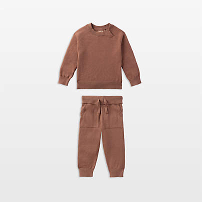 Nuna ® Sienna Brown NB Cotton Baby Two Piece Sweater Set