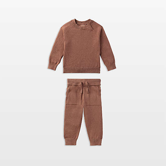 Nuna Sienna Brown Cotton Toddler Two Piece Sweater Set