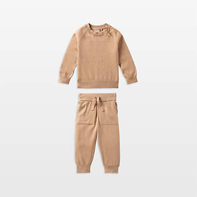Nuna ® Tan NB Cotton Baby Two Piece Sweater Set