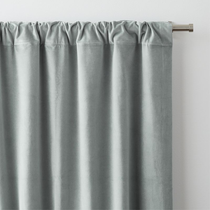 Mist Blue Cotton Velvet Window Curtain Panel with Lining 48"x120" - image 3 of 6