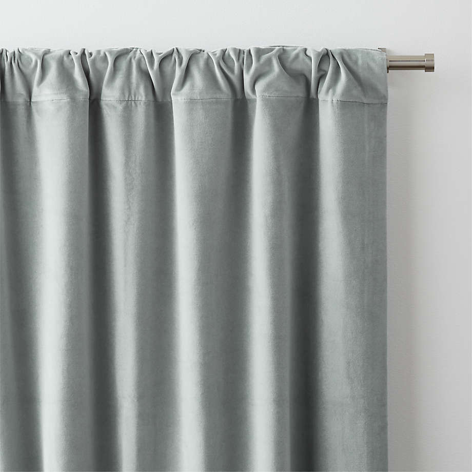 Mist Blue Cotton Velvet Window Curtain Panel with Lining 48x84 + Reviews