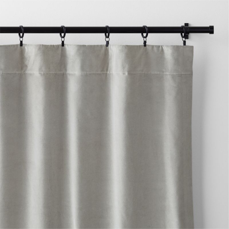 Pebble Grey Cotton Velvet Window Curtain Panel with Lining 48"x96" - image 5 of 8