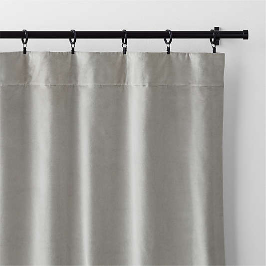 Pebble Grey Cotton Velvet Window Curtain Panel with Lining