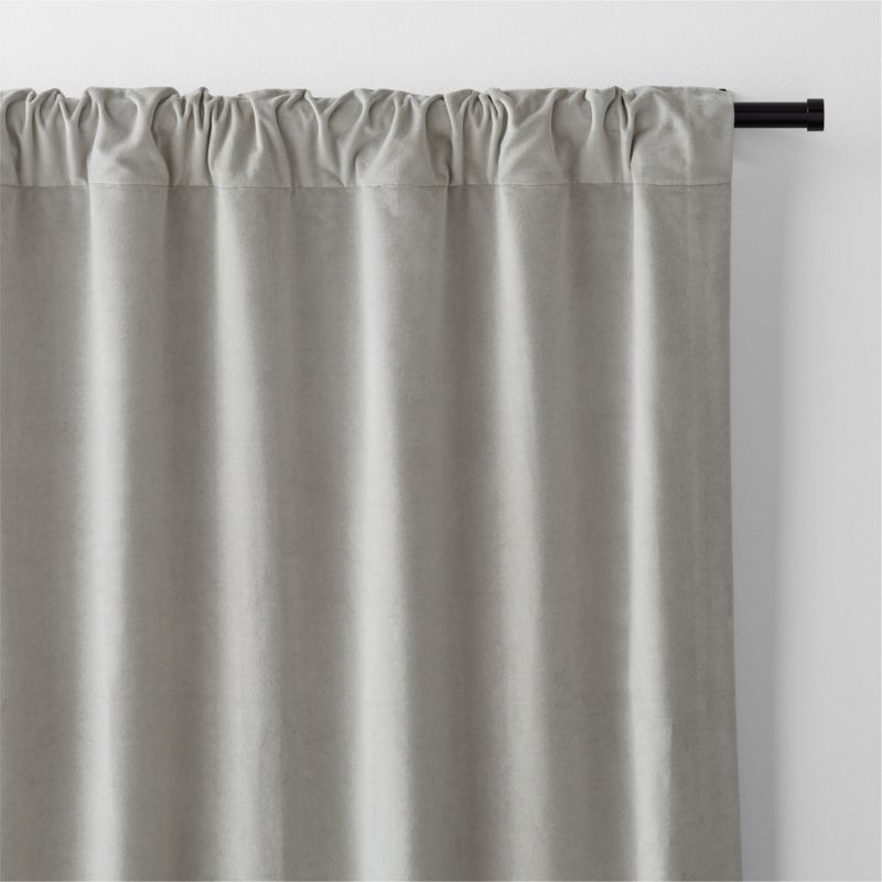 Pebble Grey Cotton Velvet Window Curtain Panel with Lining 48"x108" - image 3 of 7